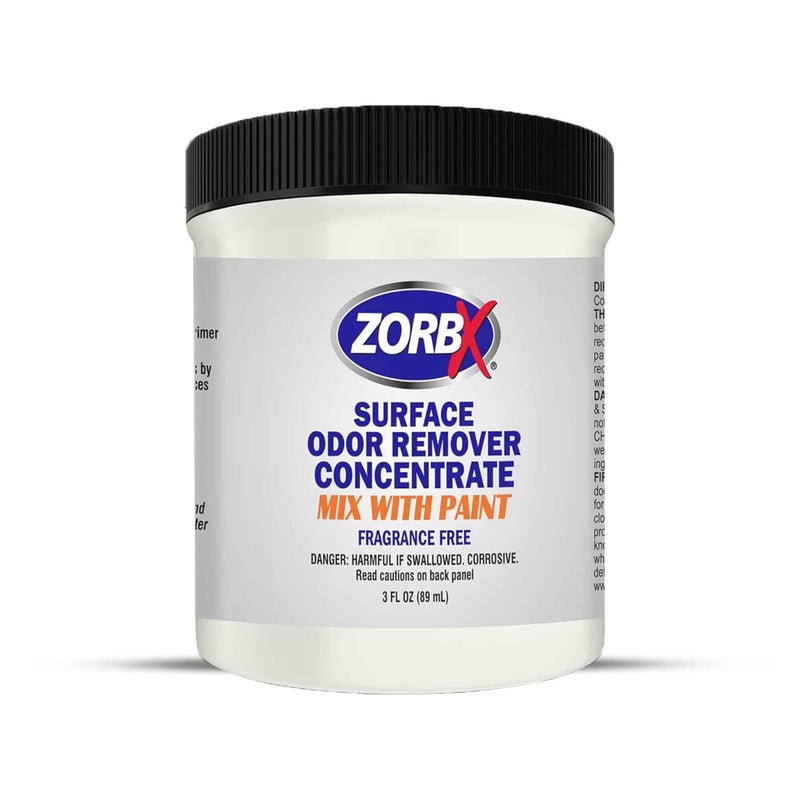 ZORBX 3 Oz Concentrate Surface Odor Remover Paint Additive - Mix 1 Jar in 2 Gallons of Paint for Wall, Ceiling & All Paintable Surface - Helps Remove Odor from Smoke, Mildew, Fire Damage, Cooking, Pet - Image 1